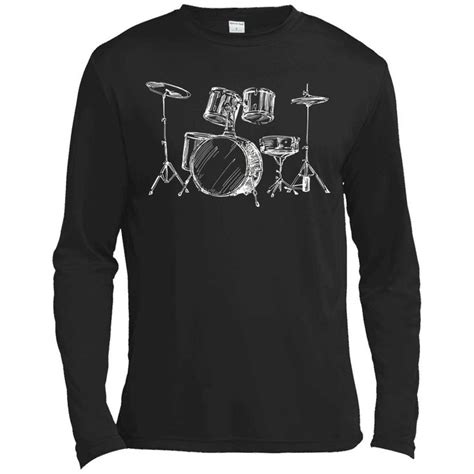 Drum Kit Drummers Gift Musical Instrument TShirt Music Rock Long