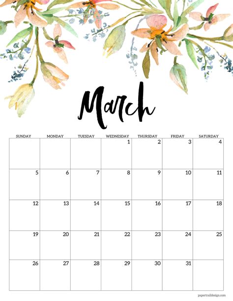 Free Printable 2023 Floral Calendar Paper Trail Design Free Printable