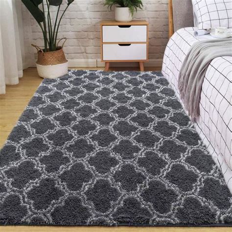 Gogoloving Tapis De Salon Shaggy X Cm En Mod Le De Gourde Gris