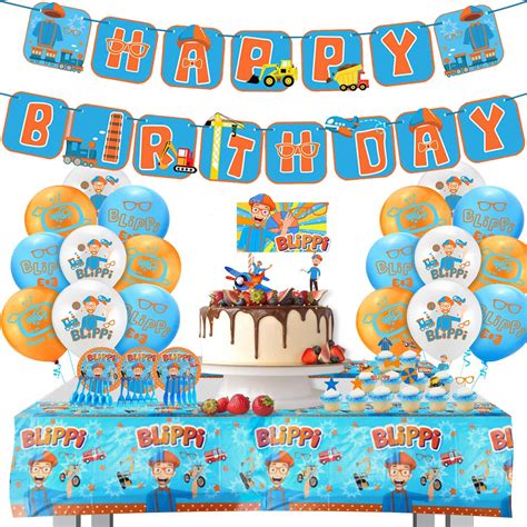 Buy Blippi Birthday Party Supplies Happy Birthday Banner Tablecover