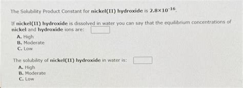 Solved The Solubility Product Constant For Copper Ii