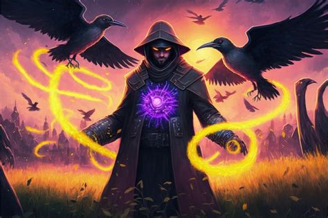 Premium Ai Image Raven Wizard Casting Enchantment In The Enigmatic