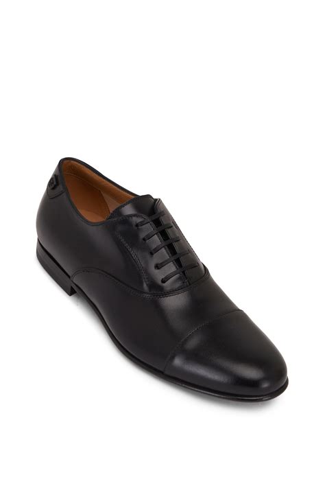 Salvatore Ferragamo Gillo Black Leather Lace Up Dress Shoe