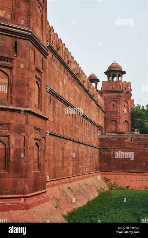 Red Fort Or Lal Qila In Delhi India Ancient Fortress Wall Made Of Red