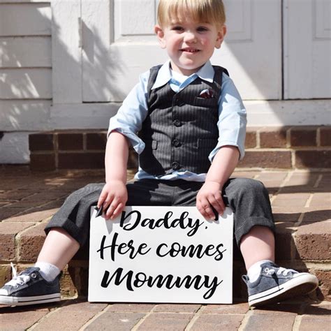 Daddy Here Come Mommy Wedding Ring Bearer Sign Wedding Ceremony