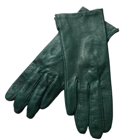 Vintage Emerald Green Soft Leather Womens Gloves Size 65 Etsy