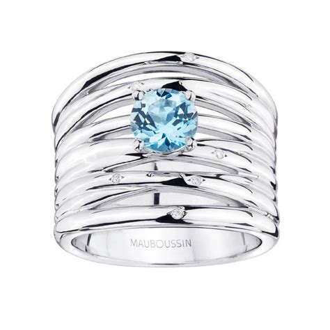 Bague Femme Mauboussin La Grande Bleue Argent Et Topaze Bleue