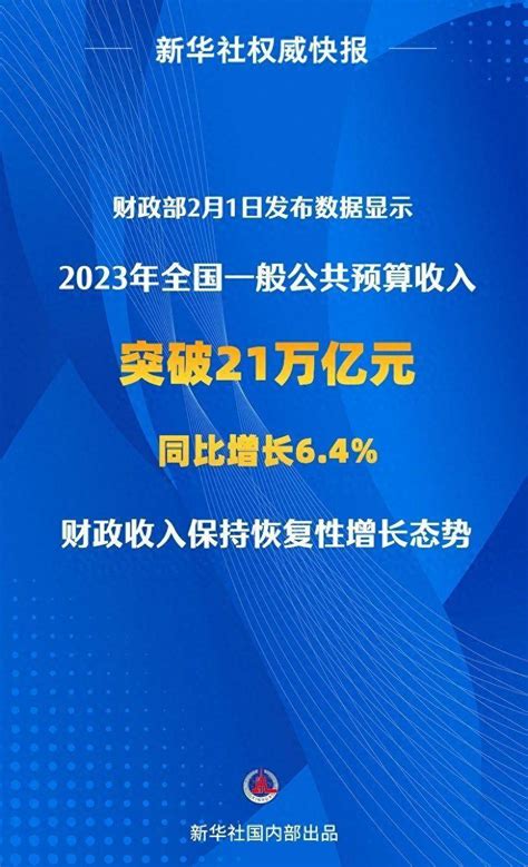 2023年全国一般公共预算收入超21万亿元情况同比增长申铖