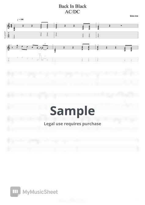 Ac Dc Back In Black Ac Dc Tab Intro バックインブラック Acdc イントロギターtab ゆっくり【guitar Picking Vol 136