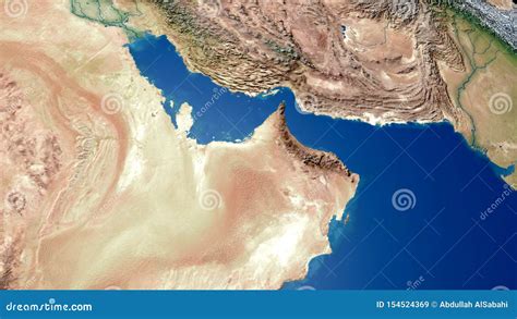 Middle East Arabian Gulf Map Persian Gulf Map 3d Rendering Stock ...