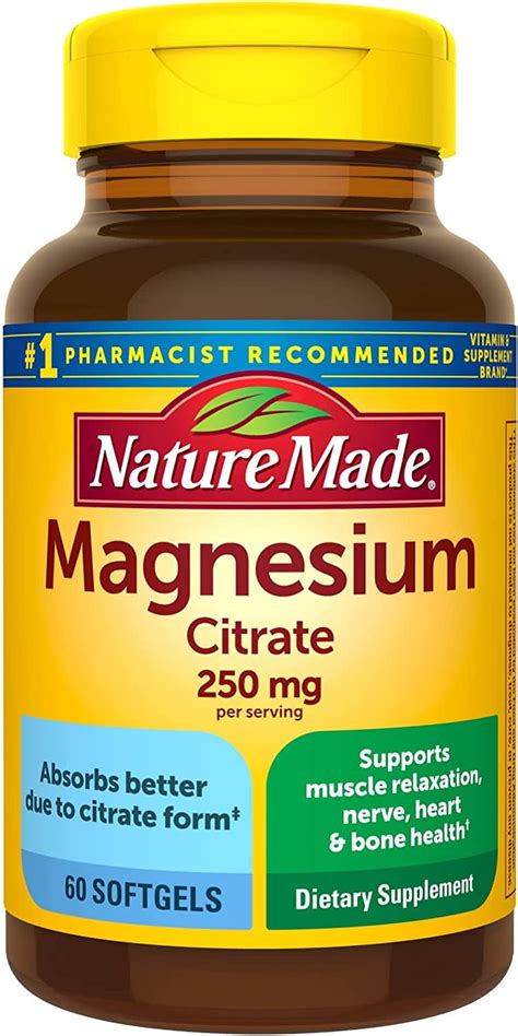 Nature Made Magnesium Citrate 250mg Highly Absorbable Muscle Support