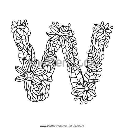 Floral Alphabet Letter Coloring Book Adults Stock Vector Royalty Free 415490509 Shutterstock