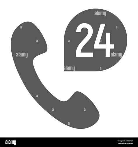 Call 24 Glyph Icon Support And All Day Button Sign Vector Graphics