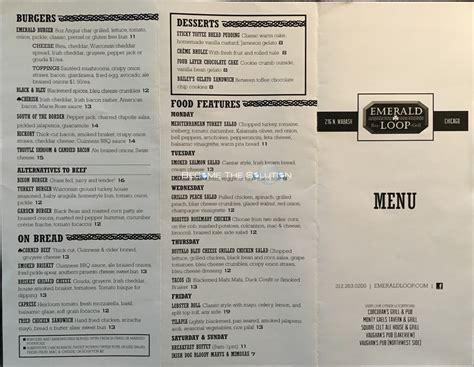 Emerald Loop Chicago Carry Out Menu Scanned Menu With Prices