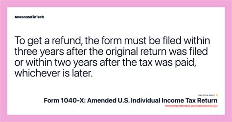 Form 1040 X Amended U S Individual Income Tax Return AwesomeFinTech