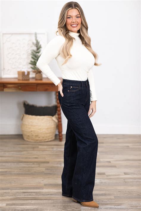 Judy Blue Dark Wash Wide Leg Jeans With Seam · Filly Flair