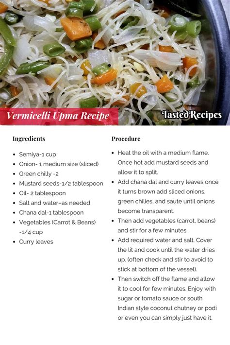 Vermicelli Upma Recipe-Semiya Upma - Tasted Recipes