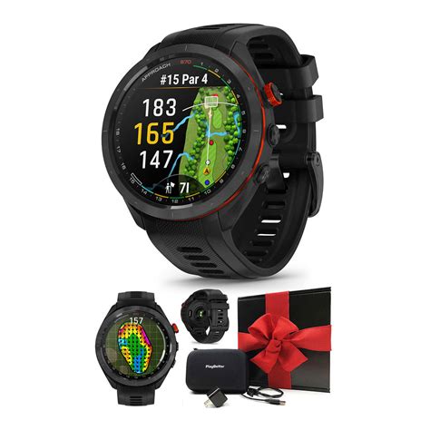 Garmin Approach S70 Black 47mm Golf Gps Watch T Box Bundle With Playbetter Wall Adapter