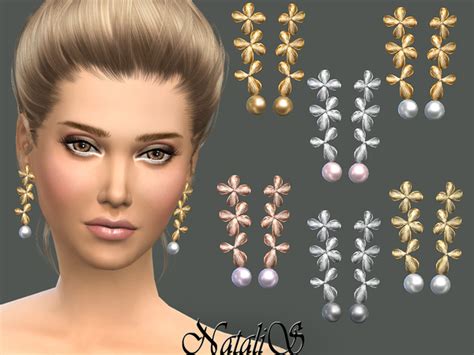 The Sims Resource NataliS Orchid Flowers Earrings