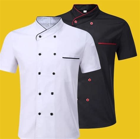 Cook Shirt Chef Coat Jacket Short Sleeve Restaurant Cook Clothes Baker