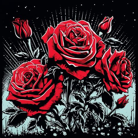 Premium AI Image There Is A Black And Red Poster With Roses On It