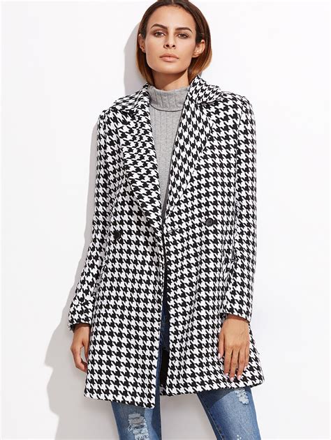 Black And White Houndstooth Coat Houndstooth Coat White Coat Outfit