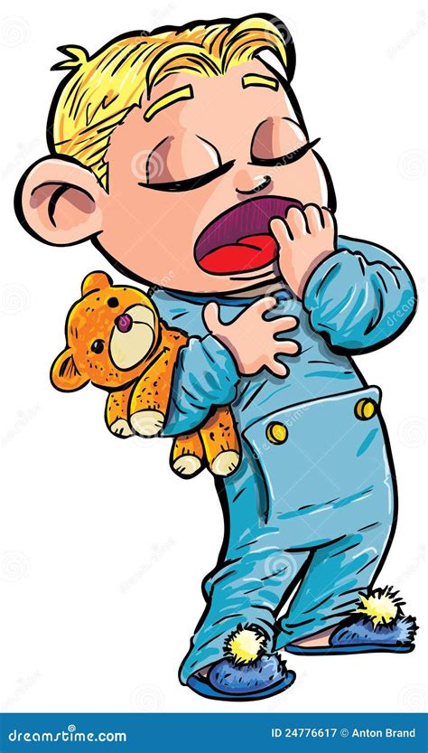 Cartoon Of Sleepy Little Boy Yawning Stock Illustration Illustration