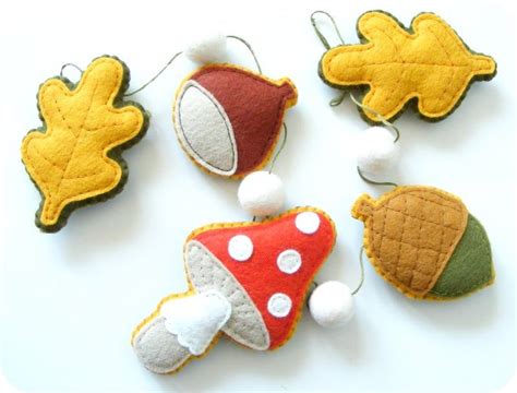 Felt Pdf Sewing Pattern Felt Autumn Garland Chestnut Acorn Mushroom