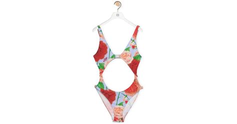 Loewe Luxury Roses Swimsuit In Technical Jersey In White Lyst