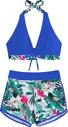 Amazon SHENHE Women S Summer 2 Piece Swimsuit Bikini Set Halter Tropical Bathing Suit