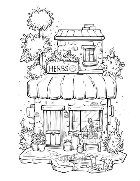 Adorable Storefront Coloring Printables Bundle Cute Storefronts