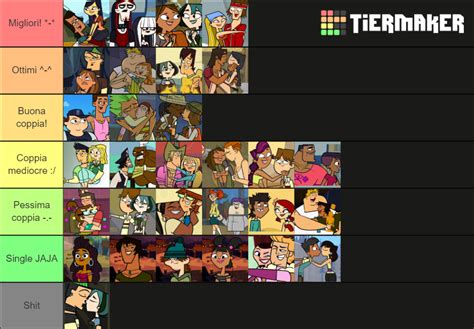 Total Drama All Couples A Tutto Reality Coppie Ita Tier List