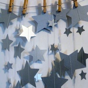 Silver Metallic Stars Paper Garland Mixed Sizes Holiday - Etsy