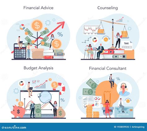 Financial Analyst Or Consultant Set Business Character Making Stock Vector Illustration Of