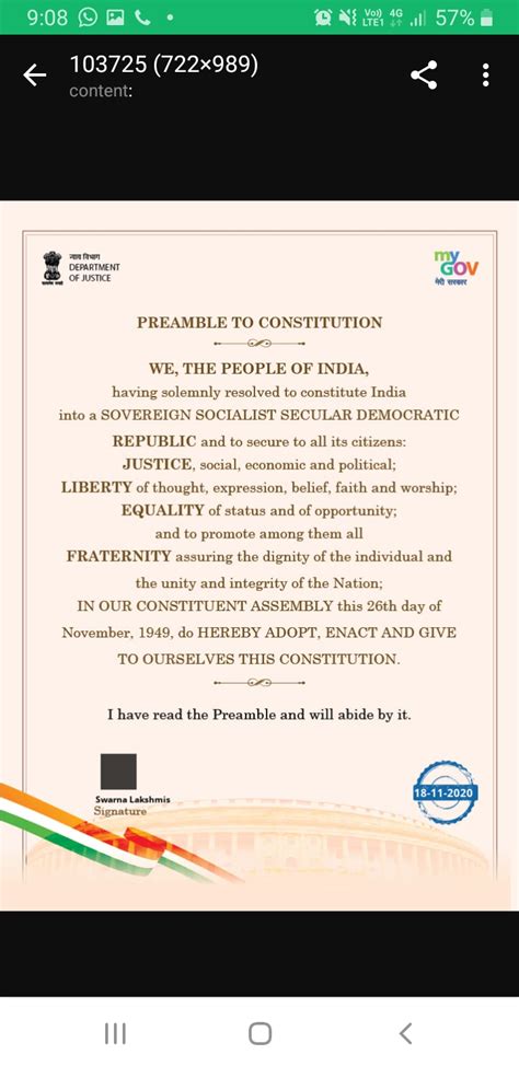 Preamble To Constitution India Ncc