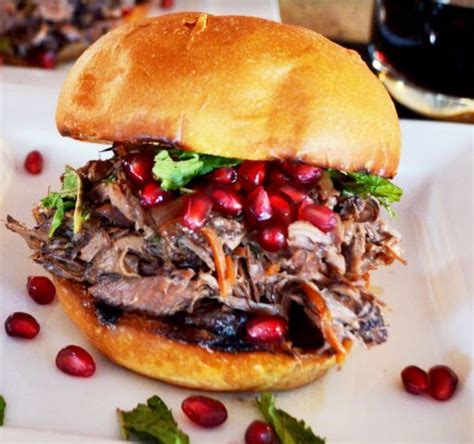 This Pulled Lamb Sandwich With Pomegranate Port Wine Sauce Is Dripping