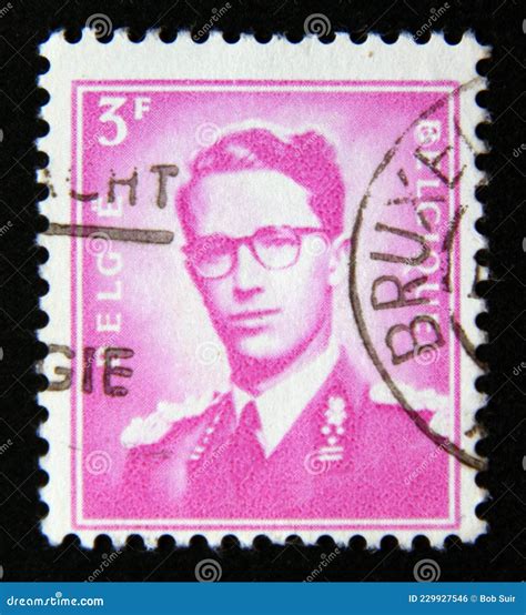 King Baudouin On Belgie Postage Stamp With Copy Space Editorial Photo