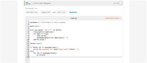 Solved 12 13 LAB Thesaurus Given A Set Of Text Files Chegg