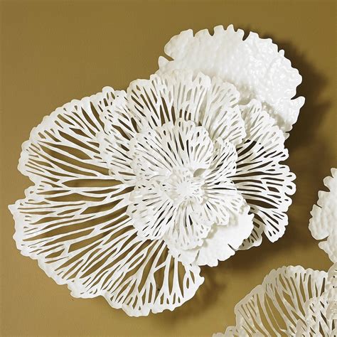 Flower Wall Art Small, White, Metal | Flower wall decor, Floral wall ...