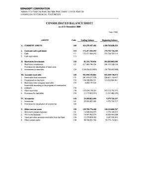 Fillable Online Consolidated Balance Sheet Gemadeptcomvn Fax Email