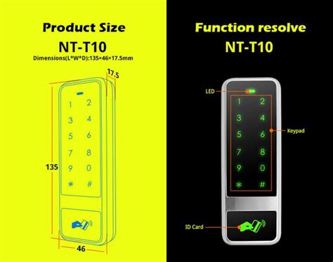 NT T10 sensorinė kodinė klaviatūra ir RFID 125KHz atstuminių kortelių