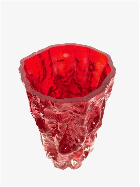 Collection Of 3 Ingrid Glass Tree Bark Vases In Deep Red Colour 1970s For Sale At 1stdibs