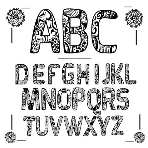 Print Free Easy To Color Zentangle Letters