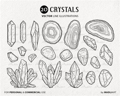 Crystal Vector Clipart Set Gemstone Diamond Svg Design Cuts