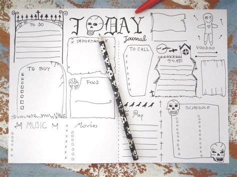 Gothic Bullet Journal Printable Daily Planner Goth Agenda Travel Day