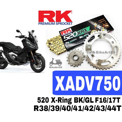 RK Sprocket Set Honda XADV750 RK520 KRX X Ring Rivet Black Gold Chain