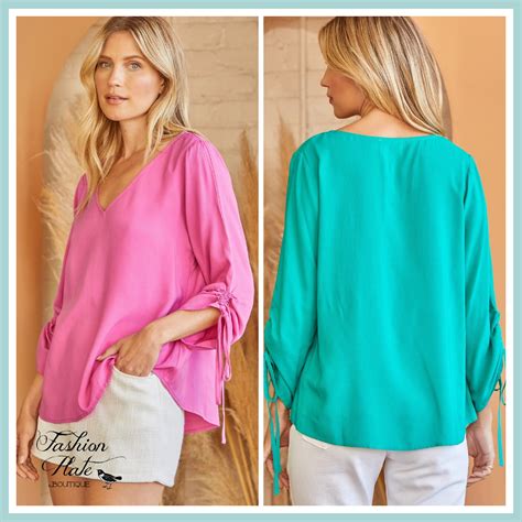 Cinch Sleeve Spring Top Fashion Plate Boutique