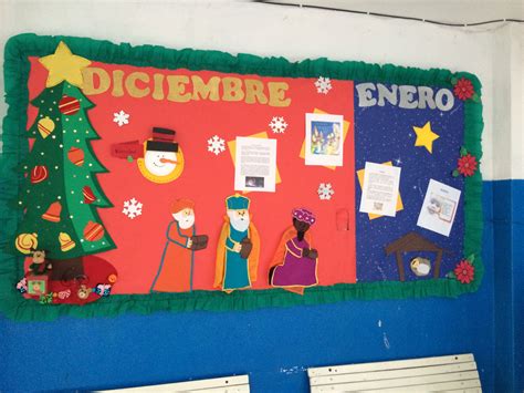 Periódico Mural Diciembre Enero Bulletin Board Needle Felt Feliz