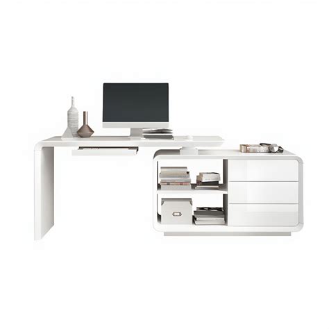 modern wood computer desk white pedestal writing desk  home