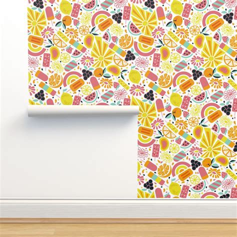 Sunshine Daisies Ice Cream Mellow Wallpaper Spoonflower